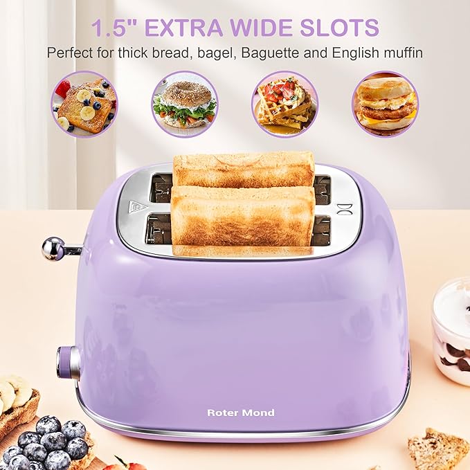 Retro Lavender Purple Toaster - Wide Slots